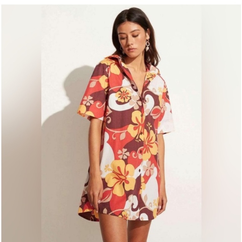 Faithfull The Brand Tropicana Shirt Dress‎ In Ulani Floral Print